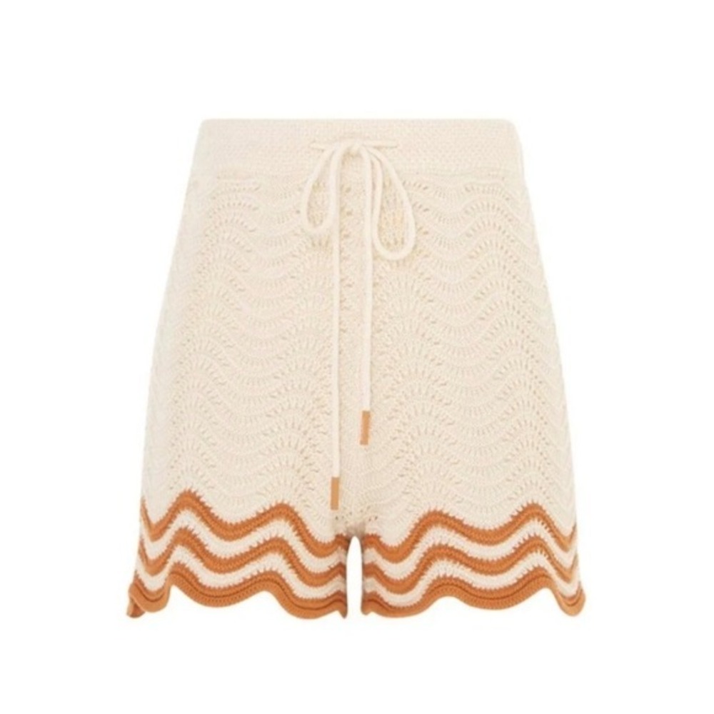 Zimmermann Junie Knit Shorts‎ Cotton Scalloped Hem